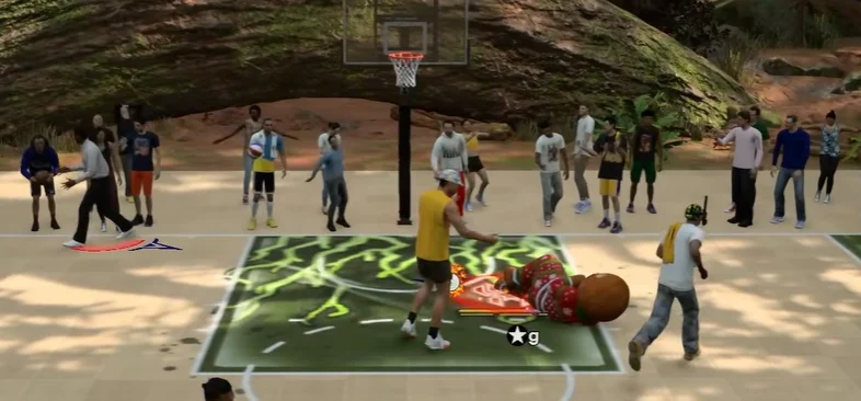 NBA 2K27 Park run with fallen player and active shot meter